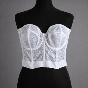 NWT Bra-Tenders Corset Women 46FF Bridal White Lace Bustier Lingerie‎ Retro Vibe